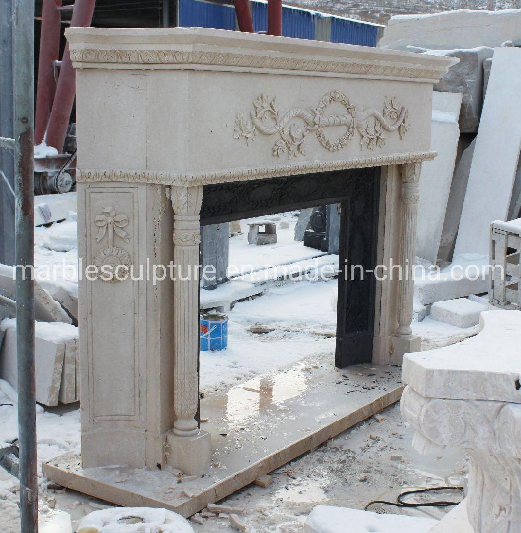Antique Beige Marble Fireplace Mantel Home Decoration (SYMF-302)