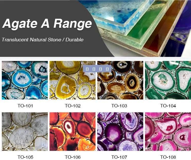 Popular Modern Design Translucent Natural Agate Kitchen Table Top
