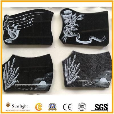 Small Plaque Black Granite Monument Tombstone Modern European Style SL02