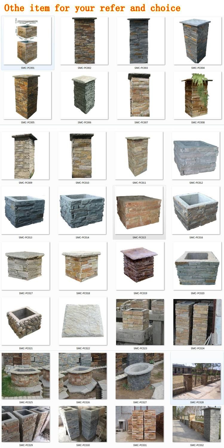 China Natural Slate Stone Cement Column