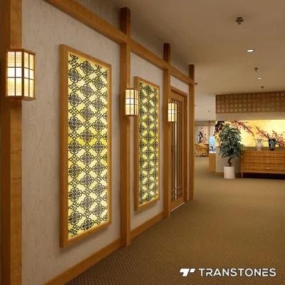 Backlit Translucent Flower Pattern Alabaster Faux Onyx Decorative Wall
