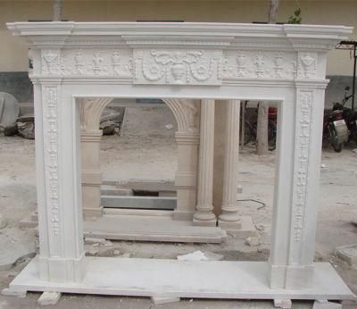 White Marble Stone Mantel Hearth Indoor Home Romm Heating Eco/Fireplace