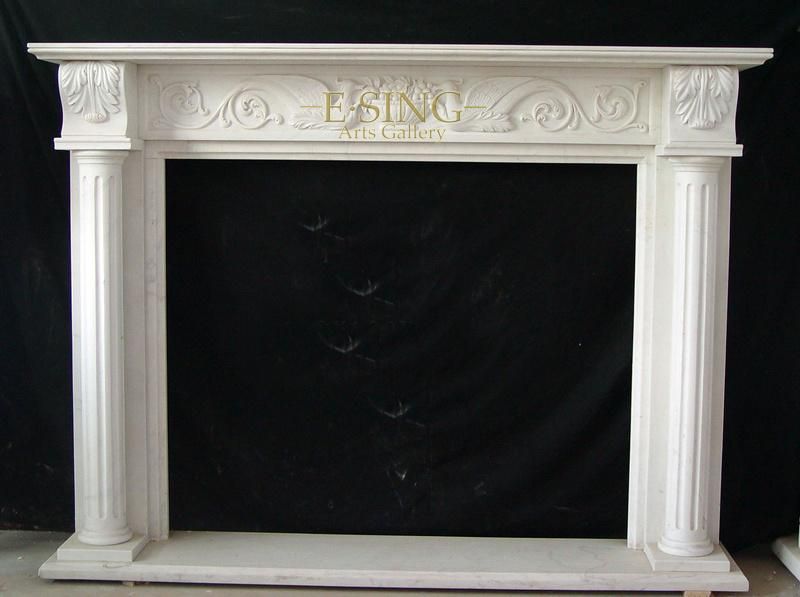 Hot Sale Indoor Natural Stone White Marble French Fireplace Surround