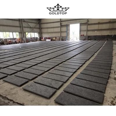 Rockfaced, Sandblasted, Tumbled, Flamed Black Angola Granite Tiles for Interior, Exterior, Wall, Floor, Paving Project