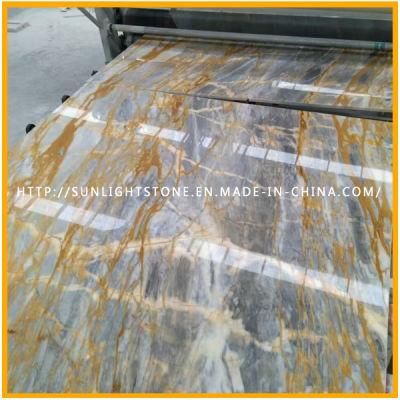 Polished Natural Italy Golden/Blue Stone Marble Slab for Countertop