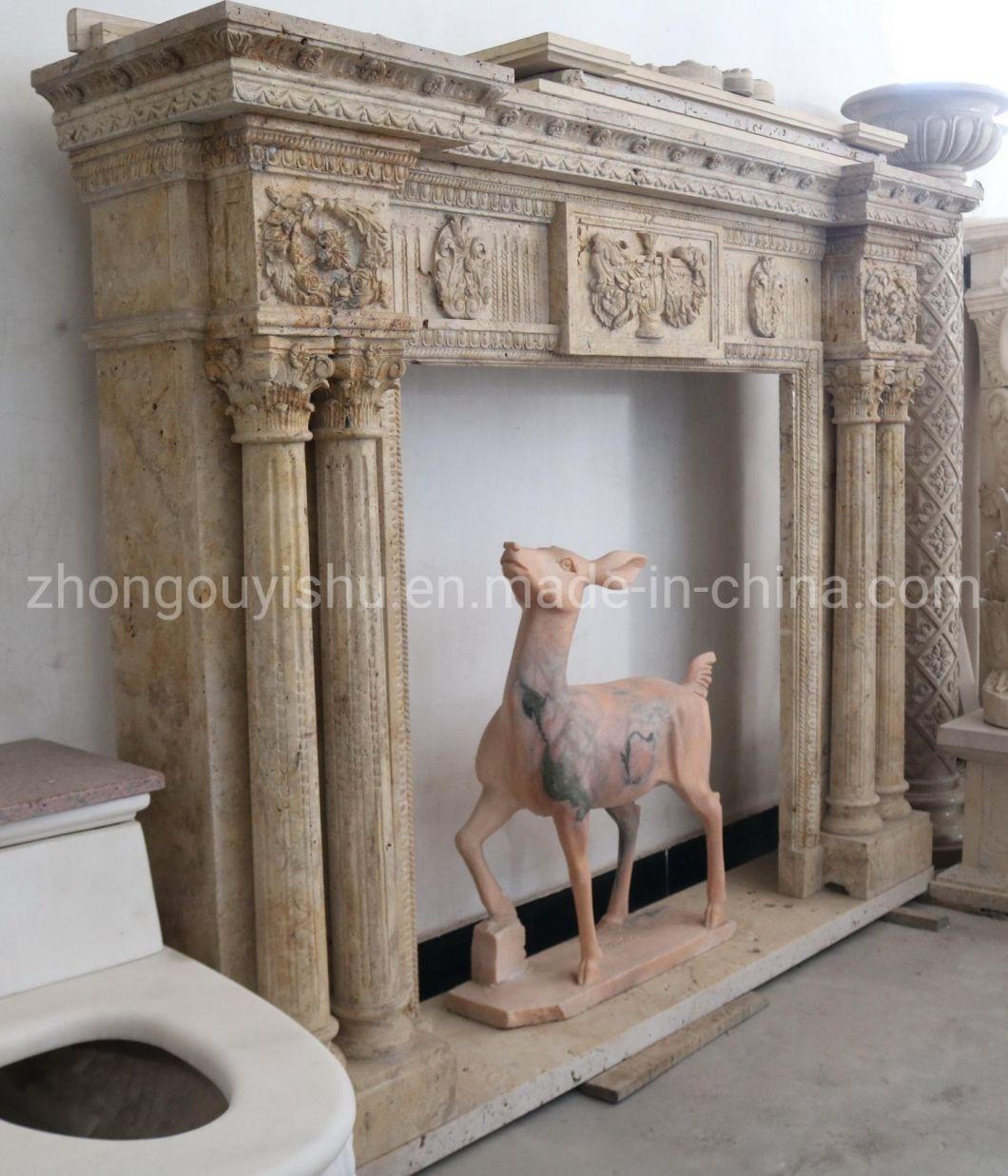Travertine Fireplace Surround Mantel Piece for Living Room