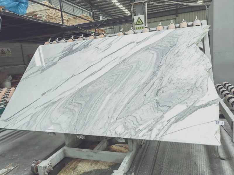White Calacatta Slab Tile Wall Cadding Stair Step