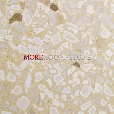Bathroom Wall Design Faux Stone Beige Terrazzo