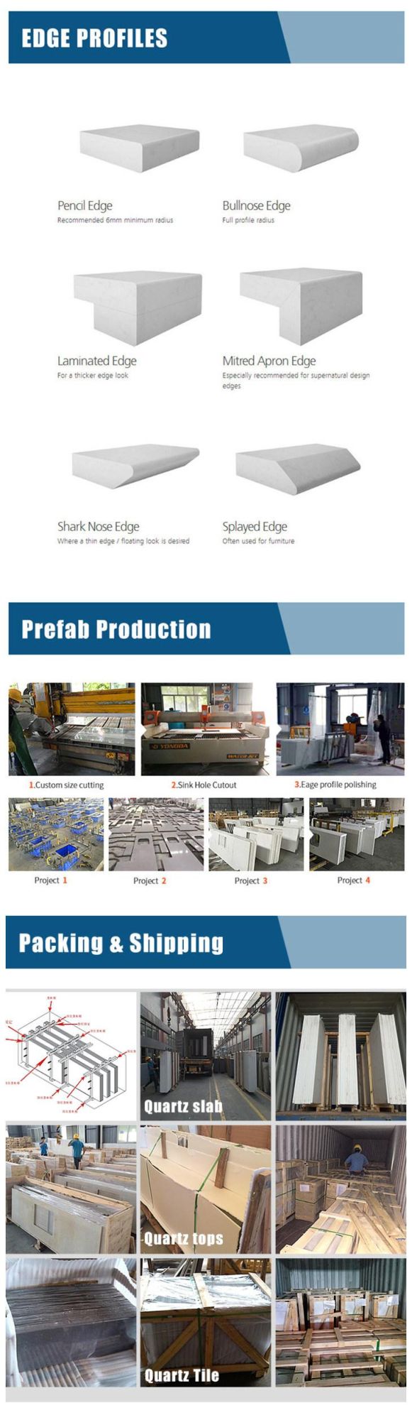 Marble-Look Customized Quartz Stone Island Kitchen Countertops
