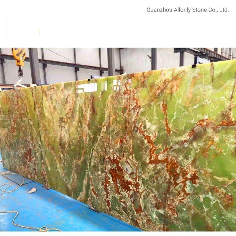 Luxury Green Onyx Marble Stone Panel for Bathroom Wall Design