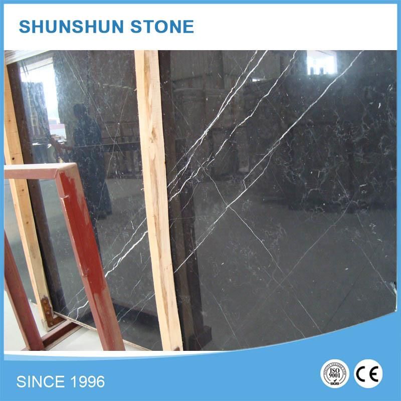 China Black Marquina Marble Slabs for Wall and Floooring