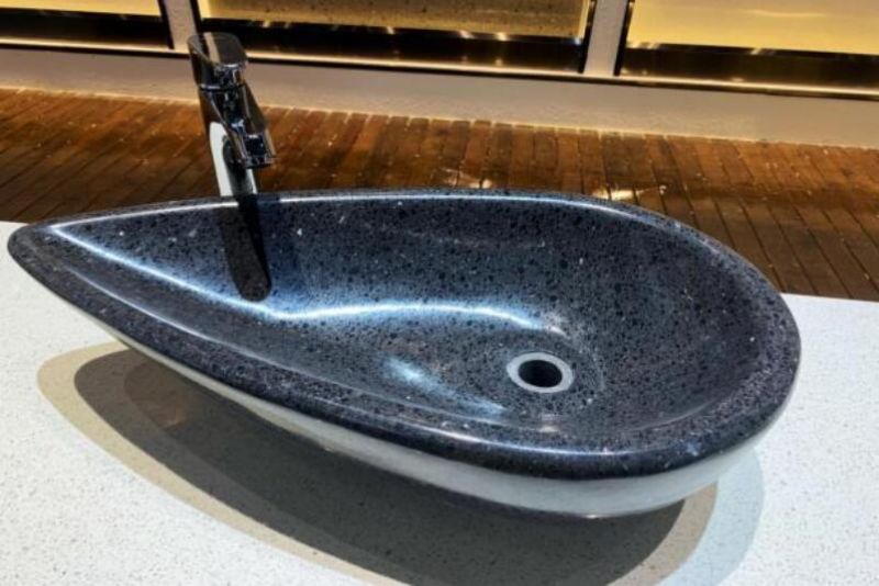 New Design Black Terrazzo Stone Sink Bathroom Washing Bowl