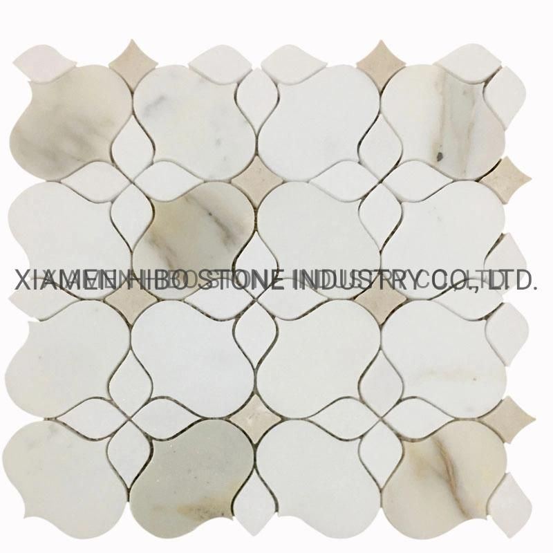 Italian Bianco Carrara White and Bardiglio Grey Dots Basketweave Mosaics