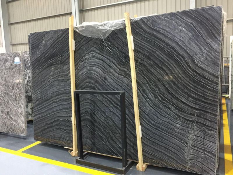 Wood Vein Polished Marble Slabs for Interior Flooring Wall Decoration