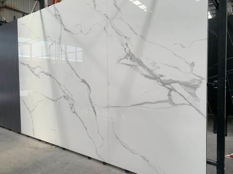 Thin Large Porcelain Slab Calacatta White Sintered Stone for Wall Background and Table Tops