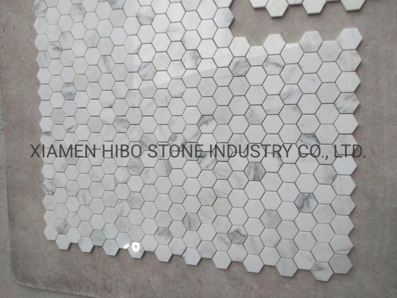 Nero Marquina China Black White Vein Marble Natural Stone Hexagon Mosaic for Kitchen Backsplash Wall Tile