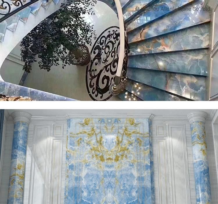 Natural Transparent Blue Stone Marble Onyx for Decorative Wall Panels/Stair/Countertop