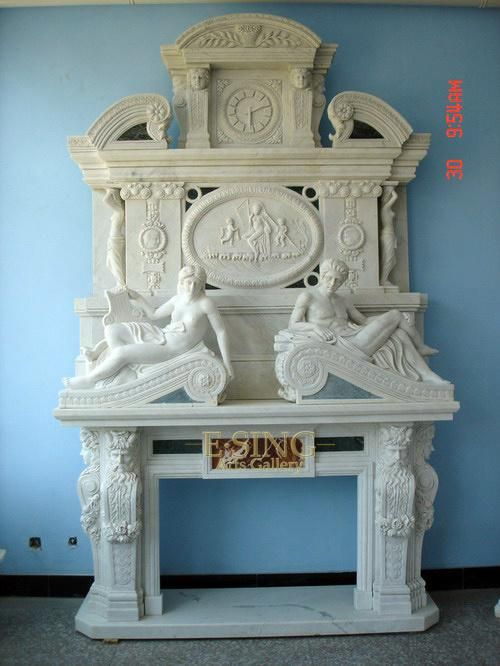 New Design Decorative White Natural Stone Marble Fireplace