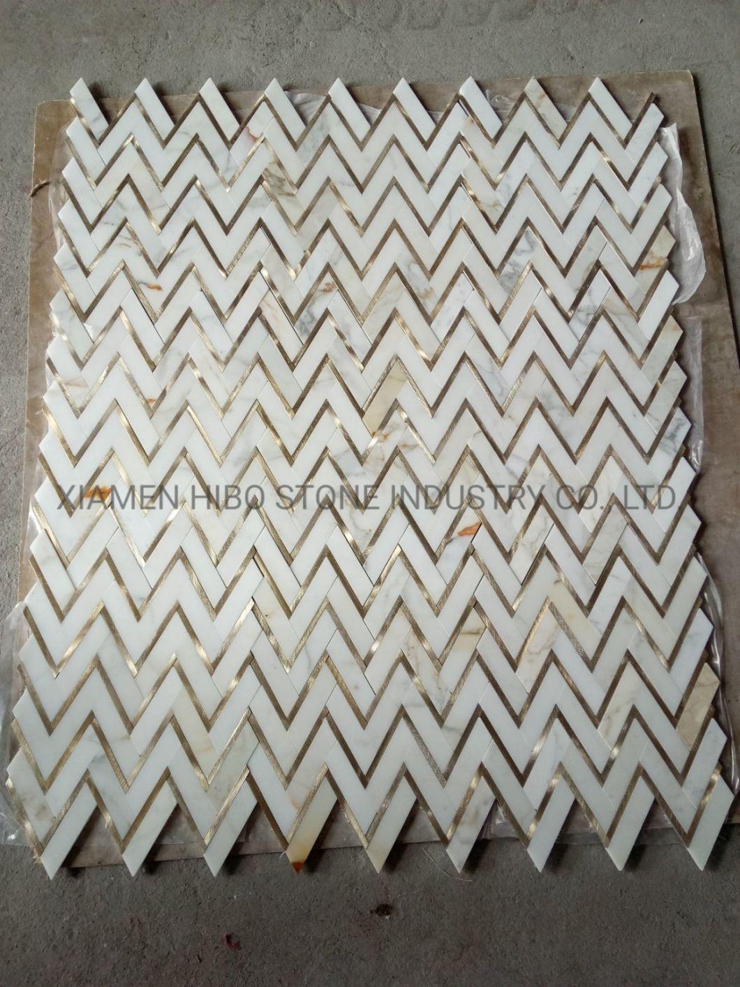 Calacatta Gold/Calacatta Oro Marble Herringbone Tile Good for Kitchen Backsplashes