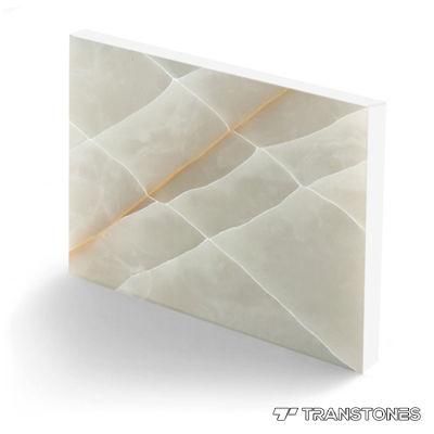 Polished Engineered Backlit Faux Stone Slab Alabaster Bar Counter