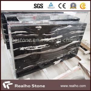 Chinese Siliver Dragon Black Marble Stone Table for Bar Top