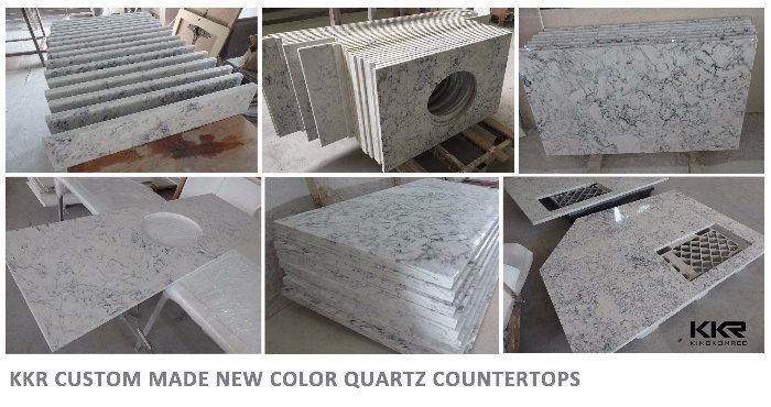 Kitchen Furniture Prefab Sparkle Engineered Quartz Stone Countertop