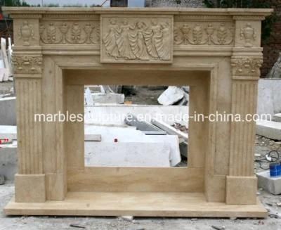 Cheap Indoor Decoration Stone Sculpture Marble Fireplace (SYMF-022)