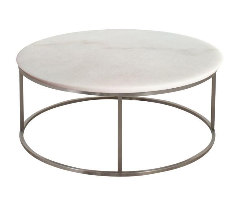 China Cheap Natural Landscape White Marble Table Top Dining Table with Metal Base