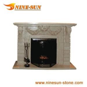 White Indoor Marble Fireplace (YXFP-007)