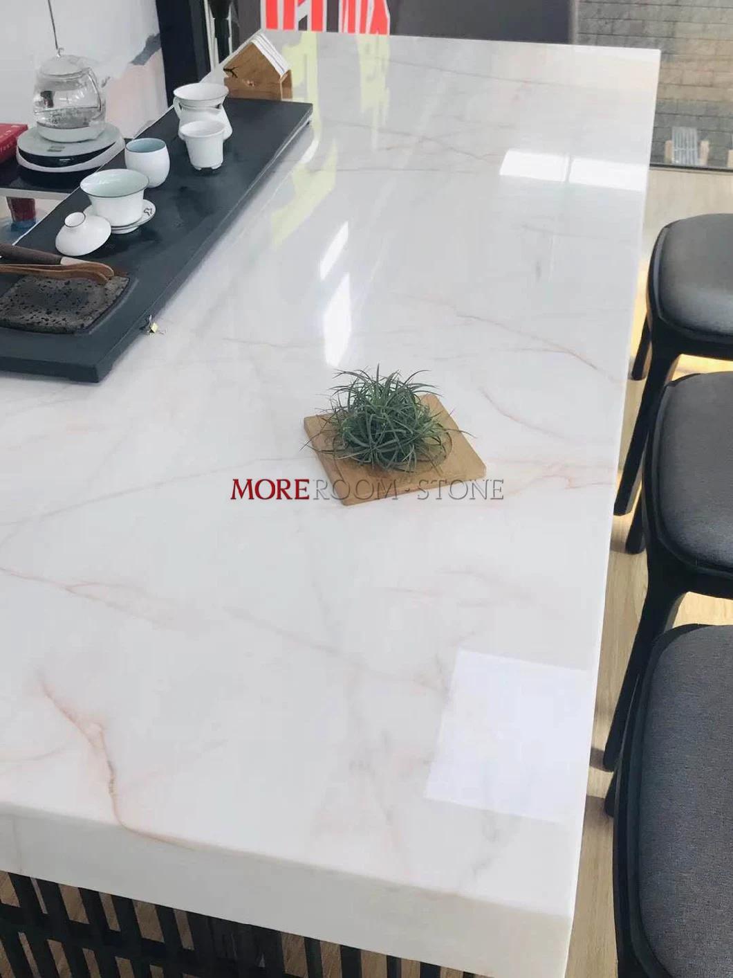 Custom Natural Stone White Onyx Stone Countertops Design with Gold Veins