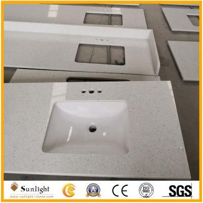 Artificial Pure Color/Mirror Quartz White/Grey Quartz Stone Countertops