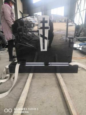 Absolute Black Granite Shanxi Black Granite Cross Tombstone Factory Wholesell