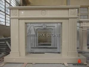 Artificial Marble Royal Beige Carved Fireplace for Home Decoration