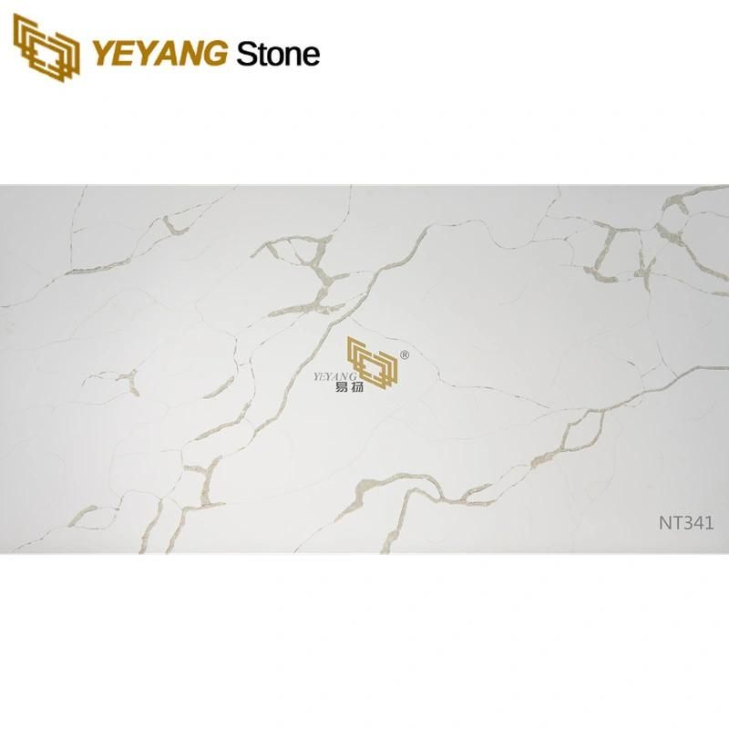 Yeyang New Calacatta White Quartz Slab for Kitchen/Commercial/Residential/Bathroom/Countertops Wholesale