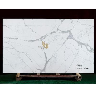 Calacatta White Quartz Tiles/Slabs Floor/Wall Vanitytops/Worktops/Countertop for Project Engineering