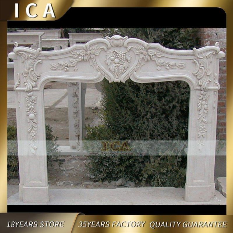 Stone Fireplace Home Decoration White Marble Fireplace