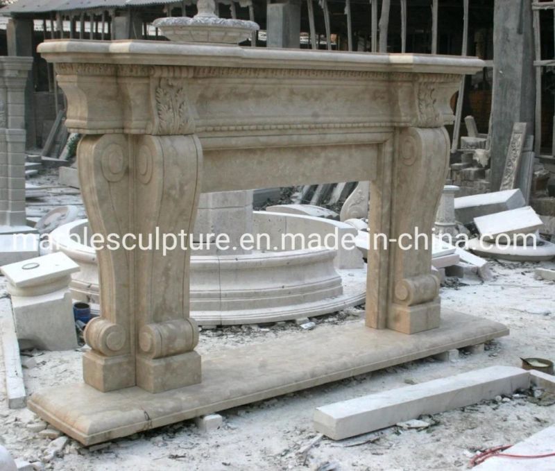 Home Decorative Natural Stone Mantel Marble Fireplace (SYMF-203)
