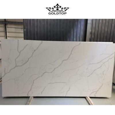 Artificial Stone Polished Bookmatch Calacatta White Stone Slab Quartz for Countertop/Vanity/Wall Tiles/Floor/Cabinet