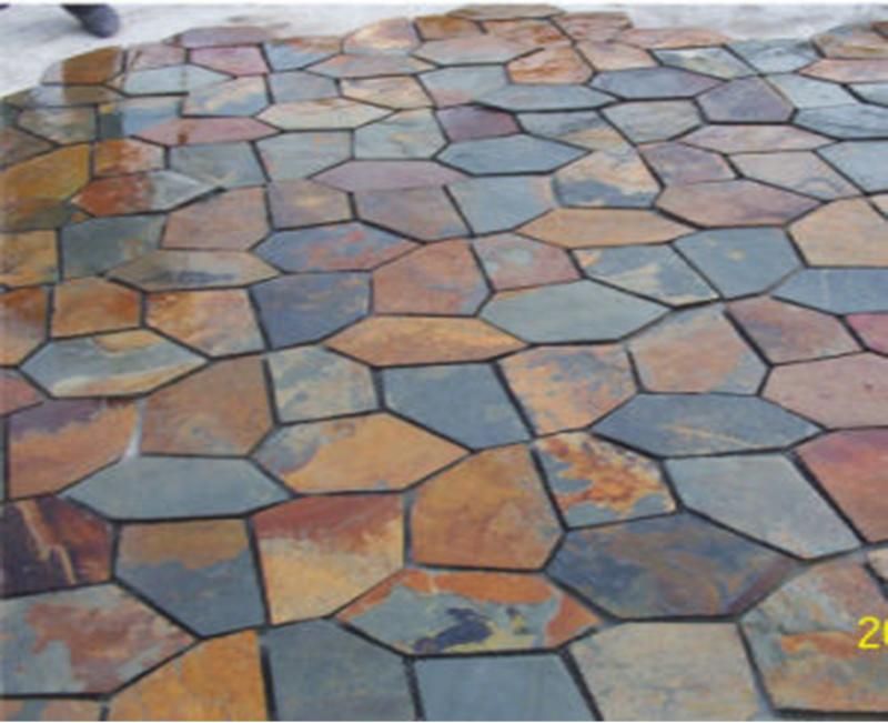 Exterior Decoration Natural Slate Paving Rusty/Yellow Wooden Vein Slate Flagstone Pattern Landscape