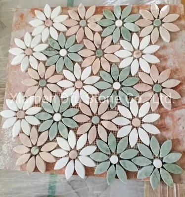 Flower Pattern Tile Bathroom Kitchen Backsplash Marble Mosaic Tile