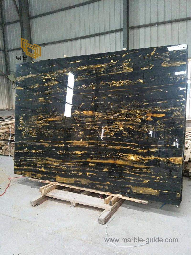 Decoration Material Black Golden Portoro Marble Slabs for Flooring/Wall/Countertop/Staircase