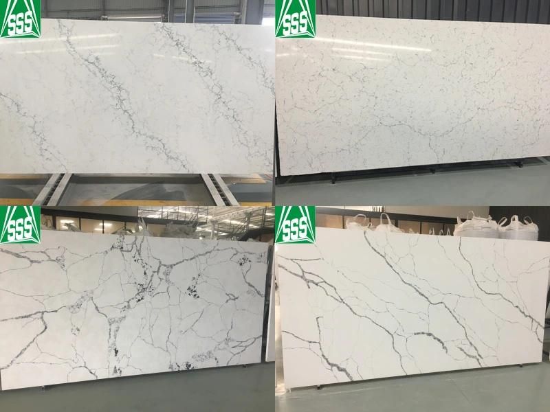 Calacatta White Artificial Quartz Slab with Black Veins Countertop Quartz Stone