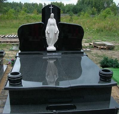 Poland Beida Black Granite Double Tombstone Monument Headstone