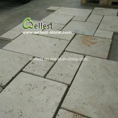 White Travertine French Pattern Tile for Pool Paver