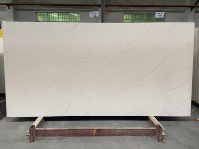 Artificial Golden Calacatta Quartz Stone for Kitchentop/ Building Material with SGS Standards