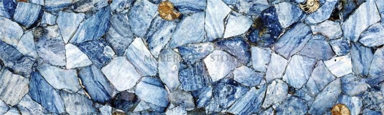 Blue Aventurine Stone Backlit Vanity Table Top Deisgn