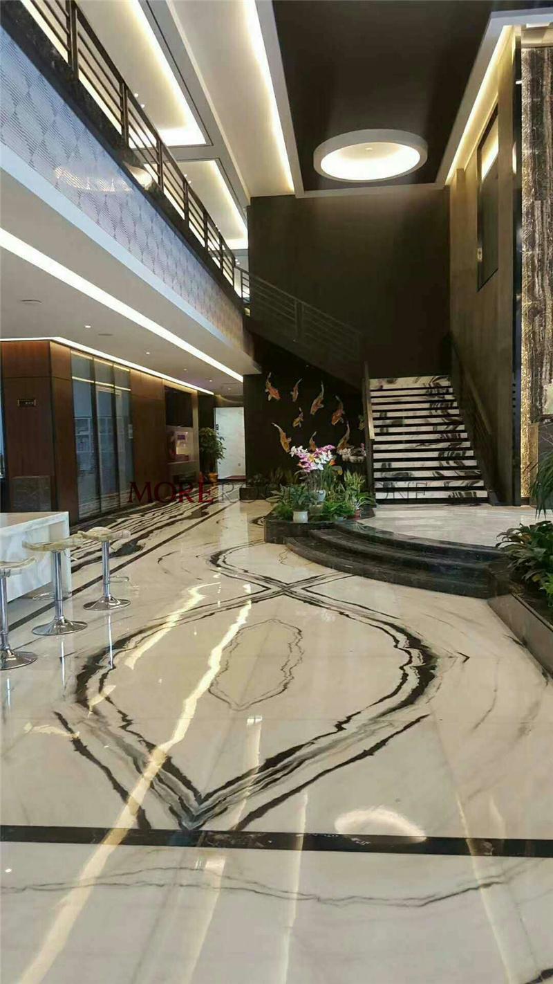 Chinese Bookmatched Pattern Panda White Natural Marble Stone Slab for Interior Flooring and Wall Design