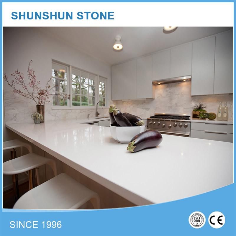 Prefabricated White Quartz Kitchen Countertop