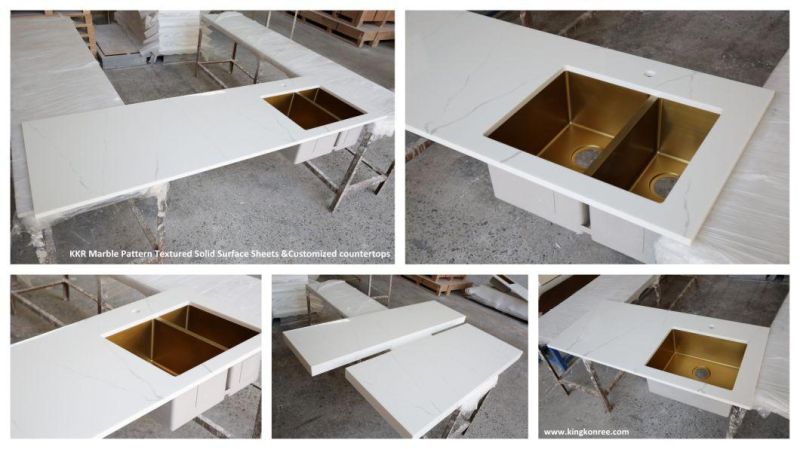 Prefab Artificial Stone Carrara Kitchen Worktops Calcatta Benchtops for Kitchen