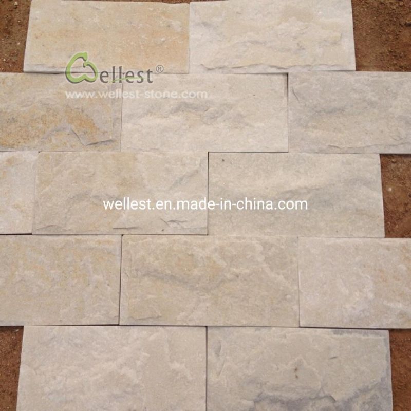 Wholesale Chinese Cheap Price Beige Quartzite Wall Stone Tiles